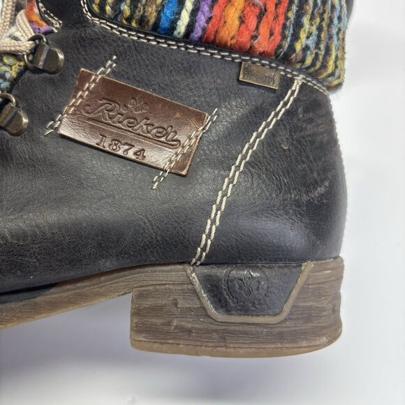 Rieker Winter Boots Womens 39 Felicitas Multicolor Leather Lace Up Round Toe - Picture 7 of 14